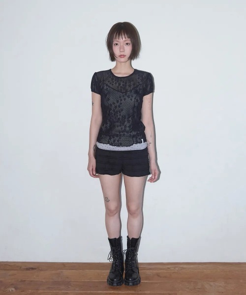 tシャツ A'GEM/9 × .kom 「 FANCY CLUB/ファンシークラブ」Wave Puff Lace T-shirts/ウェーブ パフ レ A'GEM/9 × .kom 『 FANCY CLUB/ファンシークラブ』Wave Puff