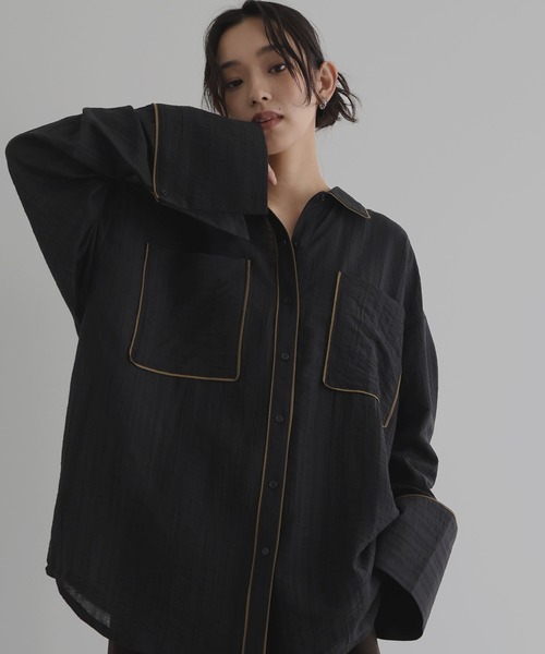 avalone 24ss シャツ オンブレチェックオープンカラーシャツ タイプ3 (グレー) 24SS
