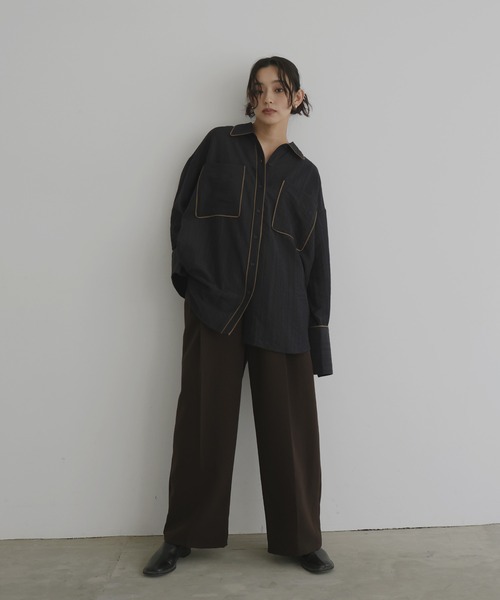 FRAMeWORK 24SSラミースタンドブルゾンシアーシャツ miniministore シャツブラウス 花柄 シアーブラウス長袖