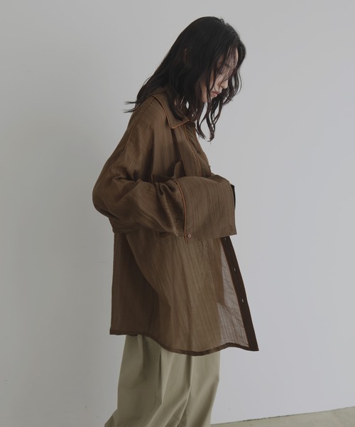 FRAMeWORK 24SSラミースタンドブルゾンシアーシャツ miniministore シャツブラウス 花柄 シアーブラウス長袖