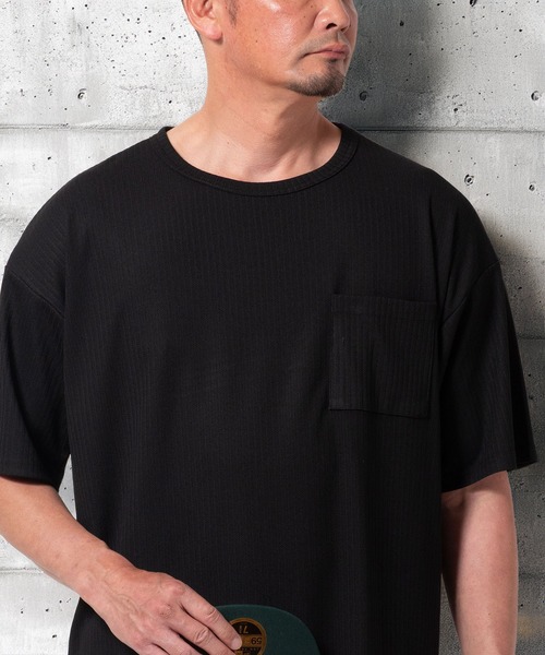 BAYBLO(ベイブロ)の「(SA) ストライプ ジャガード 半袖 Tシャツ(Tシャツ/カットソー・メンズ・ブラック/チャコールグレー/ミント/ラベンダー・M/L/LL)」の1枚目の写真