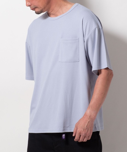 BAYBLO(ベイブロ)の「(SA) ストライプ ジャガード 半袖 Tシャツ(Tシャツ/カットソー・メンズ・ブラック/チャコールグレー/ミント/ラベンダー・M/L/LL)」の7枚目の写真