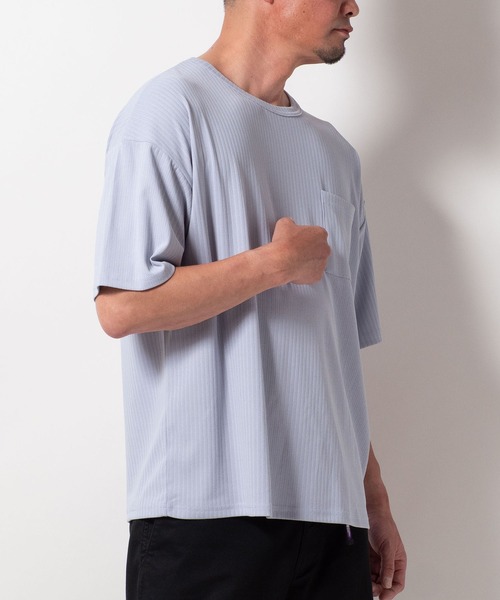 BAYBLO(ベイブロ)の「(SA) ストライプ ジャガード 半袖 Tシャツ(Tシャツ/カットソー・メンズ・ブラック/チャコールグレー/ミント/ラベンダー・M/L/LL)」の8枚目の写真