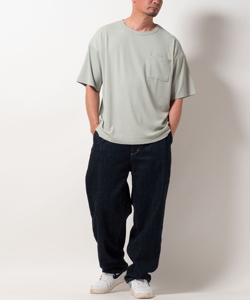 BAYBLO(ベイブロ)の「(SA) ストライプ ジャガード 半袖 Tシャツ(Tシャツ/カットソー・メンズ・ブラック/チャコールグレー/ミント/ラベンダー・M/L/LL)」の14枚目の写真