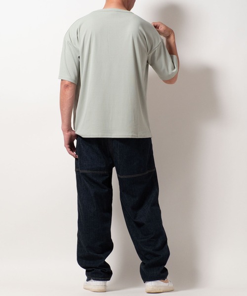 BAYBLO(ベイブロ)の「(SA) ストライプ ジャガード 半袖 Tシャツ(Tシャツ/カットソー・メンズ・ブラック/チャコールグレー/ミント/ラベンダー・M/L/LL)」の15枚目の写真