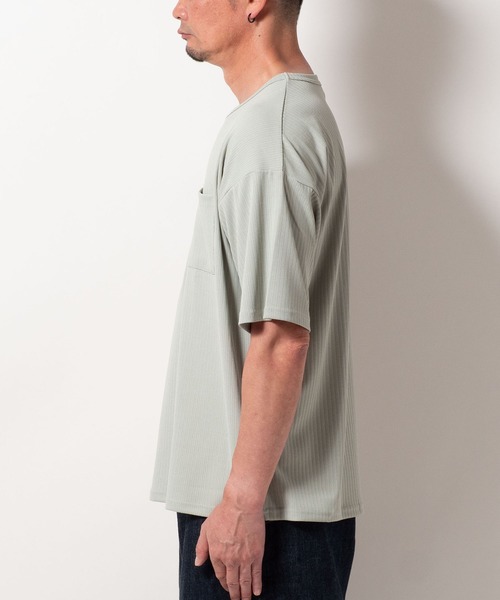 BAYBLO(ベイブロ)の「(SA) ストライプ ジャガード 半袖 Tシャツ(Tシャツ/カットソー・メンズ・ブラック/チャコールグレー/ミント/ラベンダー・M/L/LL)」の17枚目の写真