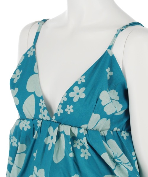 anap mimpi（アナップミンピ）の「リネンライク ハイビスカス柄 キャミソール ロング フレア ワンピース（ワンピース・レディース・ダークグレー/オレンジ/ターコイズブルー・FREE）」の10枚目の写真