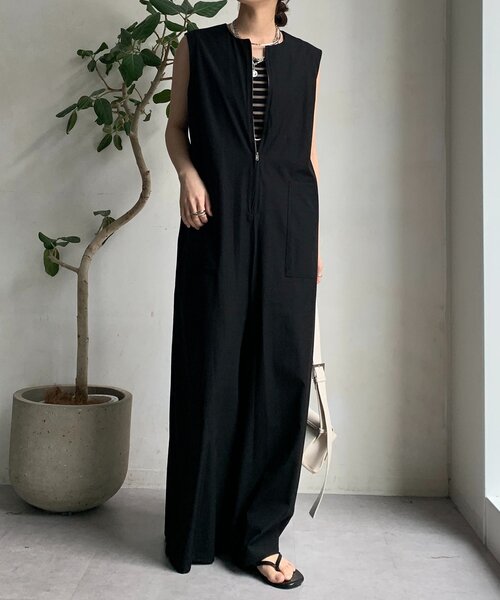 DouDou（ドゥドゥ）の「接触冷感オールインワン（つなぎ/オールインワン・レディース・ブラック/ベージュ・FREE）」の6枚目の写真