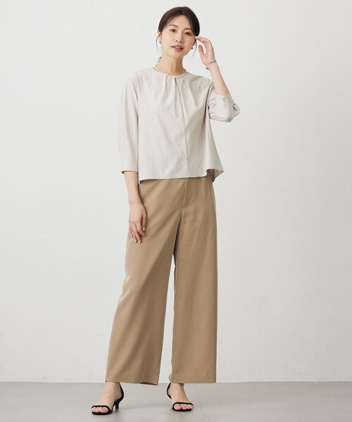 J.PRESS Ladies（J.プレス レディス）の「ピーチポプリン ワイド パンツ（その他パンツ・レディース・ベージュ系/ブラック系/黄土色系・S/XS/XXS）」の14枚目の写真