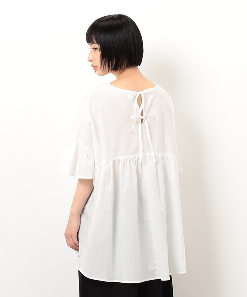 ONIGIRI（オニギリ）の「シアーチュニックブラウス（シャツ/ブラウス・レディース・ネイビー/オフホワイト・FREE）」の6枚目の写真