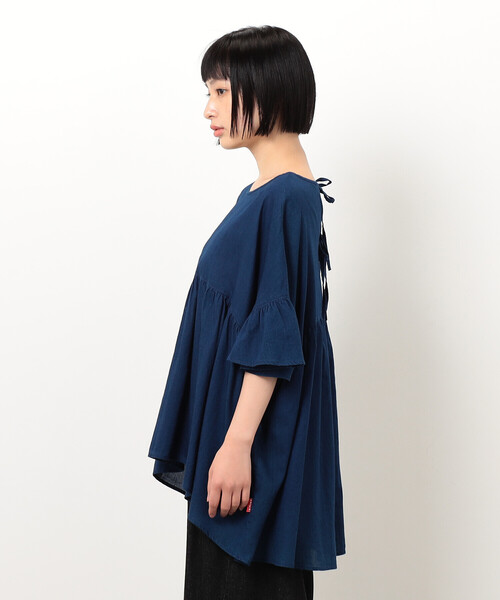 ONIGIRI（オニギリ）の「シアーチュニックブラウス（シャツ/ブラウス・レディース・ネイビー/オフホワイト・FREE）」の13枚目の写真