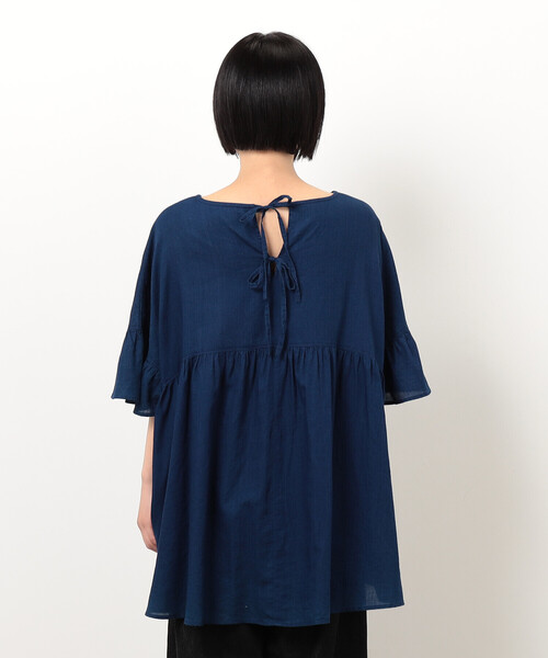ONIGIRI（オニギリ）の「シアーチュニックブラウス（シャツ/ブラウス・レディース・ネイビー/オフホワイト・FREE）」の14枚目の写真