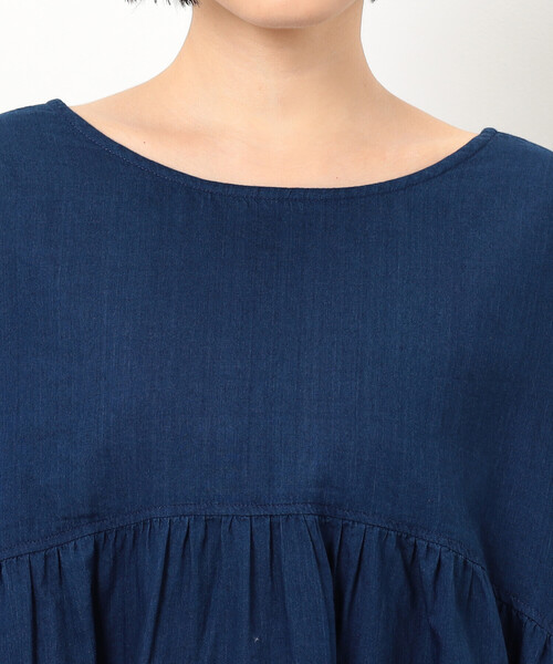 ONIGIRI（オニギリ）の「シアーチュニックブラウス（シャツ/ブラウス・レディース・ネイビー/オフホワイト・FREE）」の15枚目の写真