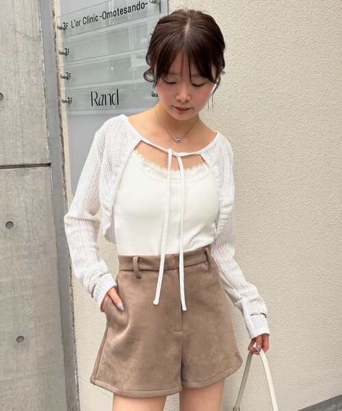 mystic（ミスティック）の「ギャザーリボンボレロ（カーディガン/ボレロ・レディース・ブラック系その他2/ブラック/オフホワイト/グレー・FREE）」の6枚目の写真