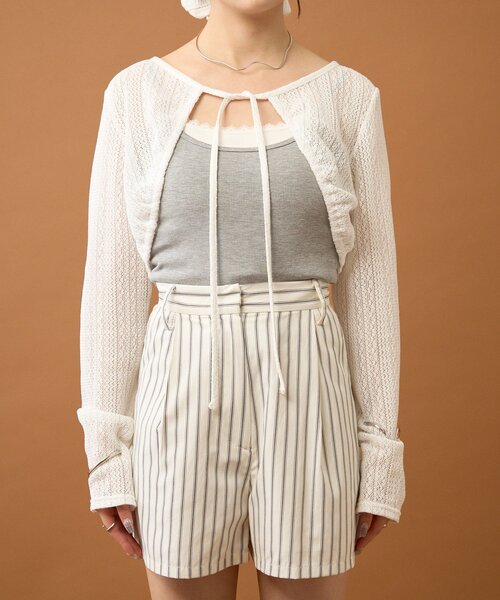 mystic（ミスティック）の「ギャザーリボンボレロ（カーディガン/ボレロ・レディース・ブラック系その他2/ブラック/オフホワイト/グレー・FREE）」の17枚目の写真