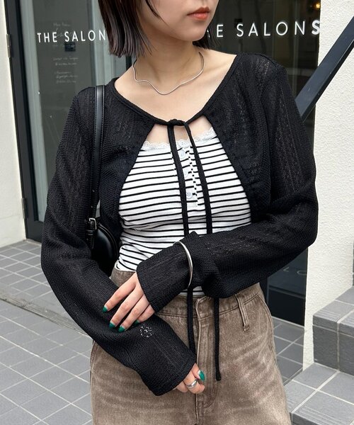 mystic（ミスティック）の「ギャザーリボンボレロ（カーディガン/ボレロ・レディース・ブラック系その他2/ブラック/オフホワイト/グレー・FREE）」の22枚目の写真