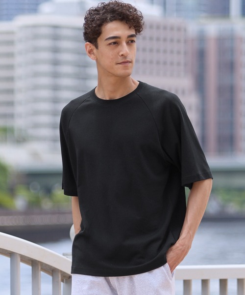 coca（coca）（コカ）の「コットンプレーティングラグランTシャツ 接触冷感/速乾/シワ防止（Tシャツ/カットソー・メンズ・ブラック/ホワイト・XL/M/L）」の2枚目の写真