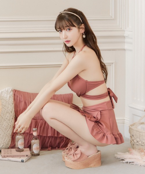 ホルターネックハイウエストビキニ 3点セット【ビキニ】【水着】（水着