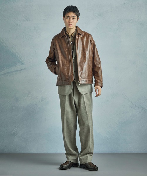 MEN'S BIGI(メンズビギ)の「ゴートレザー ライダースブルゾン(ブルゾン・メンズ・ブラック/ブラウン・01/02/03/04)」の9枚目の写真