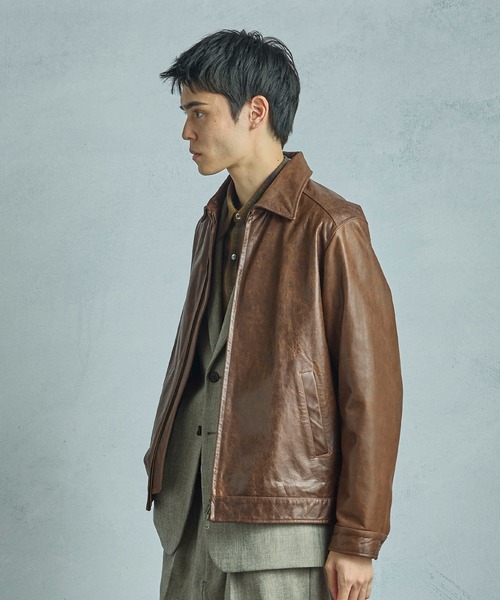 MEN'S BIGI(メンズビギ)の「ゴートレザー ライダースブルゾン(ブルゾン・メンズ・ブラック/ブラウン・01/02/03/04)」の3枚目の写真