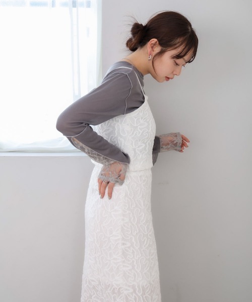 Bab(バブ)の「コード刺繍ベロアビスチェ(Tシャツ/カットソー・レディース・ベージュ/ブラック/オフホワイト・M)」の7枚目の写真