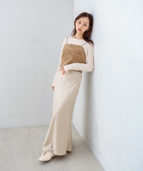 Bab(バブ)の「コード刺繍ベロアビスチェ(Tシャツ/カットソー・レディース・ベージュ/ブラック/オフホワイト・M)」の11枚目の写真