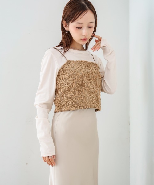 Bab(バブ)の「コード刺繍ベロアビスチェ(Tシャツ/カットソー・レディース・ベージュ/ブラック/オフホワイト・M)」の13枚目の写真
