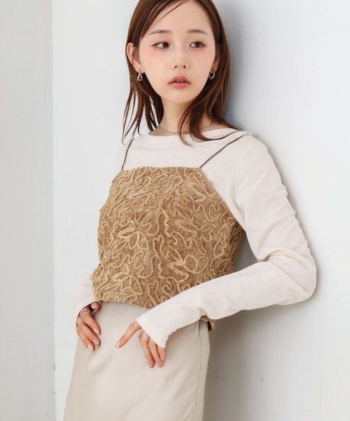 Bab(バブ)の「コード刺繍ベロアビスチェ(Tシャツ/カットソー・レディース・ベージュ/ブラック/オフホワイト・M)」の14枚目の写真