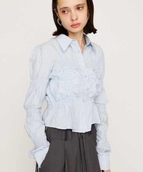 新色追加】RANDOM SHIRRING TOPS ランダム シャーリング