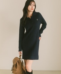 VANNIE U | ミニケーブルオーバルロゴニットミニワンピース(ワンピース)