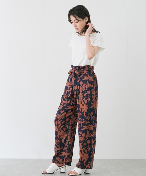 Jayro(ジャイロ)の「麻レーヨンボタニカルパンツ(その他パンツ・レディース・ブラック/ダークブラウン・38)」の4枚目の写真
