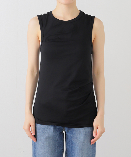 SLOBE IENA(スローブイエナ)の「Serque/セルク ギャザーノースリーブ(タンクトップ・レディース・ブラック/ホワイト・FREE)」の10枚目の写真