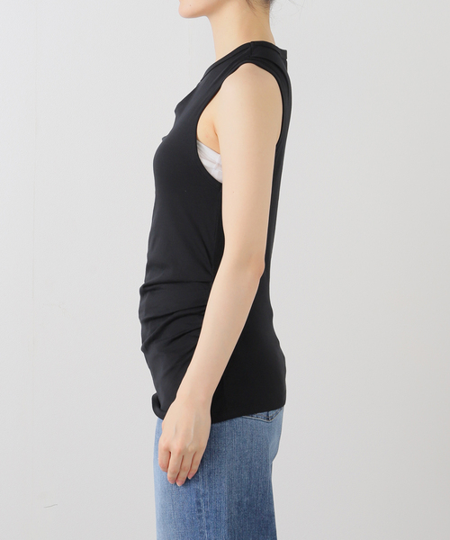 SLOBE IENA(スローブイエナ)の「Serque/セルク ギャザーノースリーブ(タンクトップ・レディース・ブラック/ホワイト・FREE)」の11枚目の写真