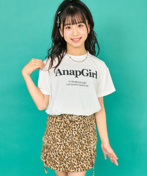 ANAP GｉRL（アナップガール）の「ロゴプリント Tシャツ（Tシャツ/カットソー・キッズ・サックスブルー/ネイビー/ホワイト・M/S/XS）」の2枚目の写真
