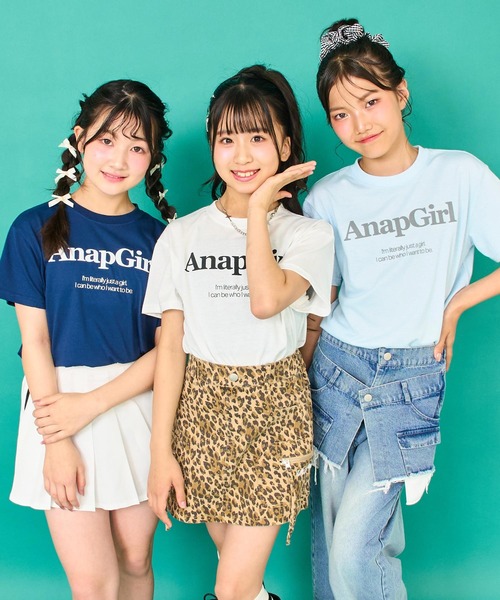 ANAP GｉRL（アナップガール）の「ロゴプリント Tシャツ（Tシャツ/カットソー・キッズ・サックスブルー/ネイビー/ホワイト・M/S/XS）」の4枚目の写真