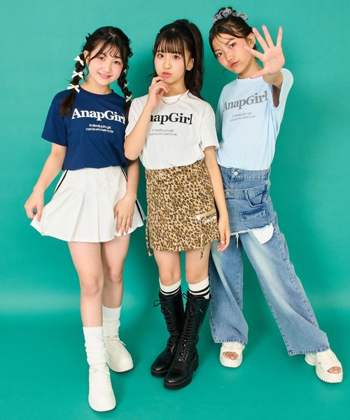 ANAP GｉRL（アナップガール）の「ロゴプリント Tシャツ（Tシャツ/カットソー・キッズ・サックスブルー/ネイビー/ホワイト・M/S/XS）」の6枚目の写真