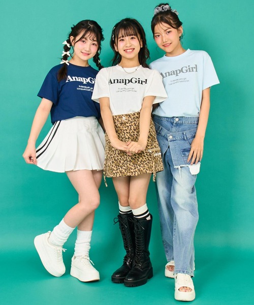 ANAP GｉRL（アナップガール）の「ロゴプリント Tシャツ（Tシャツ/カットソー・キッズ・サックスブルー/ネイビー/ホワイト・M/S/XS）」の7枚目の写真
