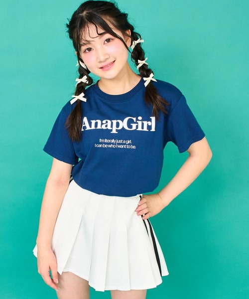 ANAP GｉRL（アナップガール）の「ロゴプリント Tシャツ（Tシャツ/カットソー・キッズ・サックスブルー/ネイビー/ホワイト・M/S/XS）」の11枚目の写真