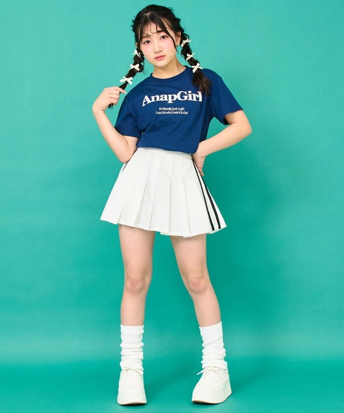 ANAP GｉRL（アナップガール）の「ロゴプリント Tシャツ（Tシャツ/カットソー・キッズ・サックスブルー/ネイビー/ホワイト・M/S/XS）」の13枚目の写真