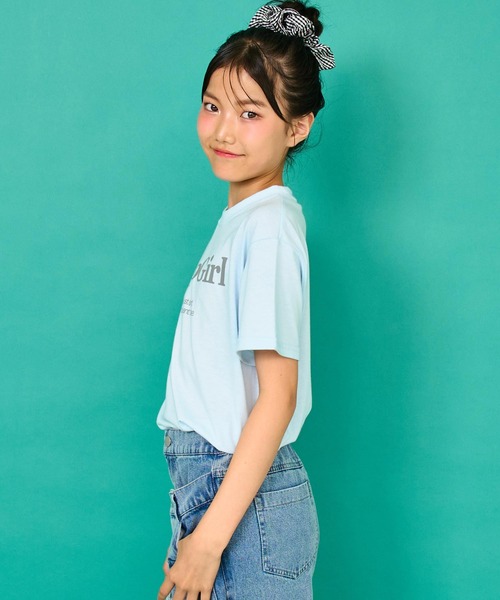 ANAP GｉRL（アナップガール）の「ロゴプリント Tシャツ（Tシャツ/カットソー・キッズ・サックスブルー/ネイビー/ホワイト・M/S/XS）」の15枚目の写真