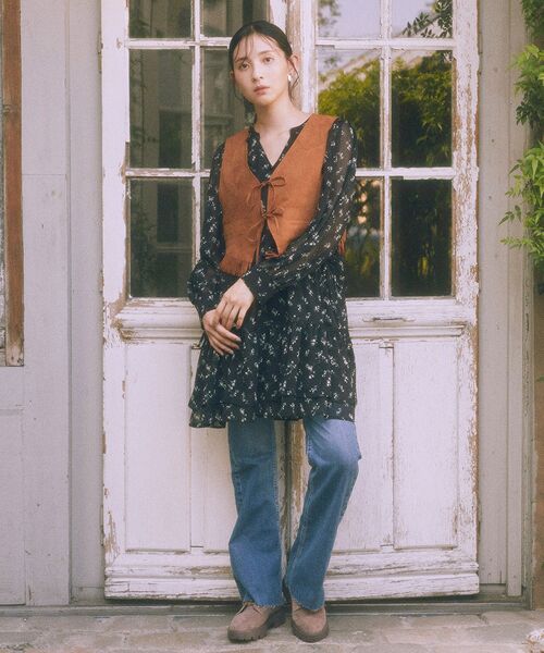 セール】スウェード調フリンジベスト（ベスト）｜earth music&ecology