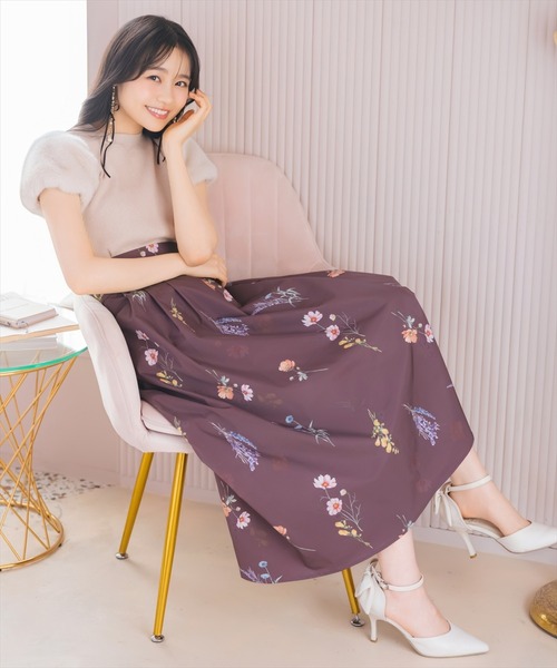 WILLSELECTION オータムボタニカルフラワータックスカート オータムボタニカルフラワータックスカート（スカート