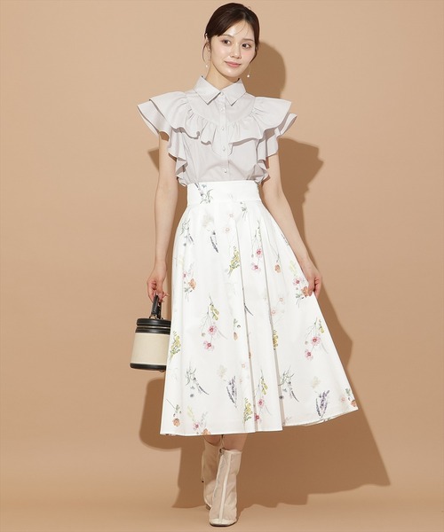 オータムボタニカルフラワータックスカート（スカート