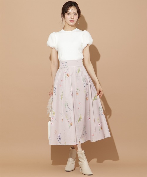 WILLSELECTION オータムボタニカルフラワータックスカート オータムボタニカルフラワータックスカート（スカート