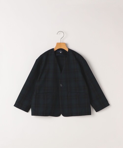 SHIPS(シップス)の「SHIPS KIDS:90cm /セレモニー チェック ノーカラー ジャケット(ノーカラージャケット・キッズ・ネイビー・90)」の1枚目の写真