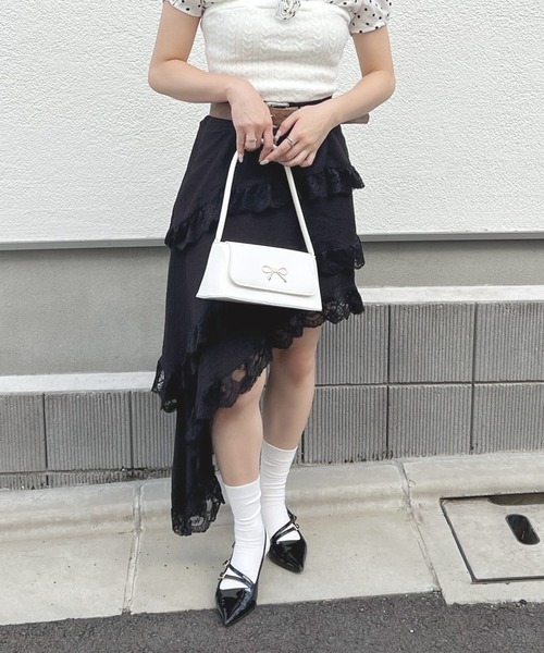 frunco(フランコ)の「ビンテージ風ベルト付きアシメスカート(スカート・レディース・ブラック/ホワイト・MEDIUM)」の15枚目の写真
