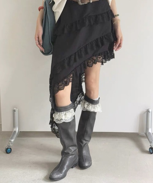 frunco(フランコ)の「ビンテージ風ベルト付きアシメスカート(スカート・レディース・ブラック/ホワイト・MEDIUM)」の22枚目の写真