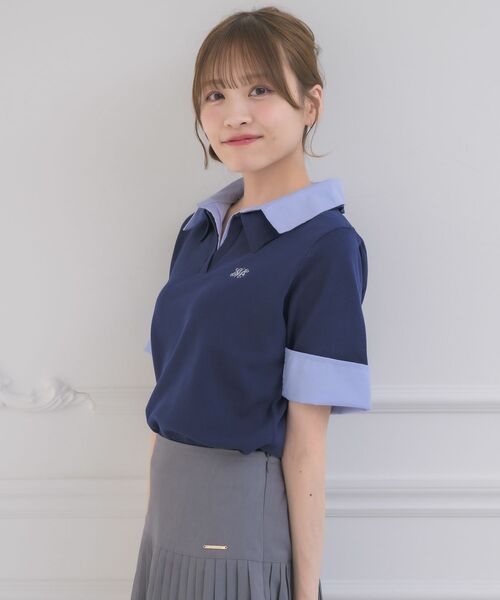 ems excite（エムズエキサイト）の「スキッパーSHレイヤード風NT（ニット/セーター・レディース・ピンク/ダークブルー/ライトブラウン・FREE）」の12枚目の写真