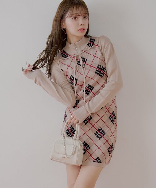 【ちょこ】アメスリミニワンピース セール】ボレロセットチェックアメスリミニワンピース（ワンピース