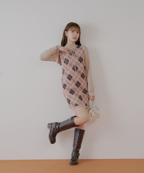 セール】ボレロセットチェックアメスリミニワンピース（ワンピース